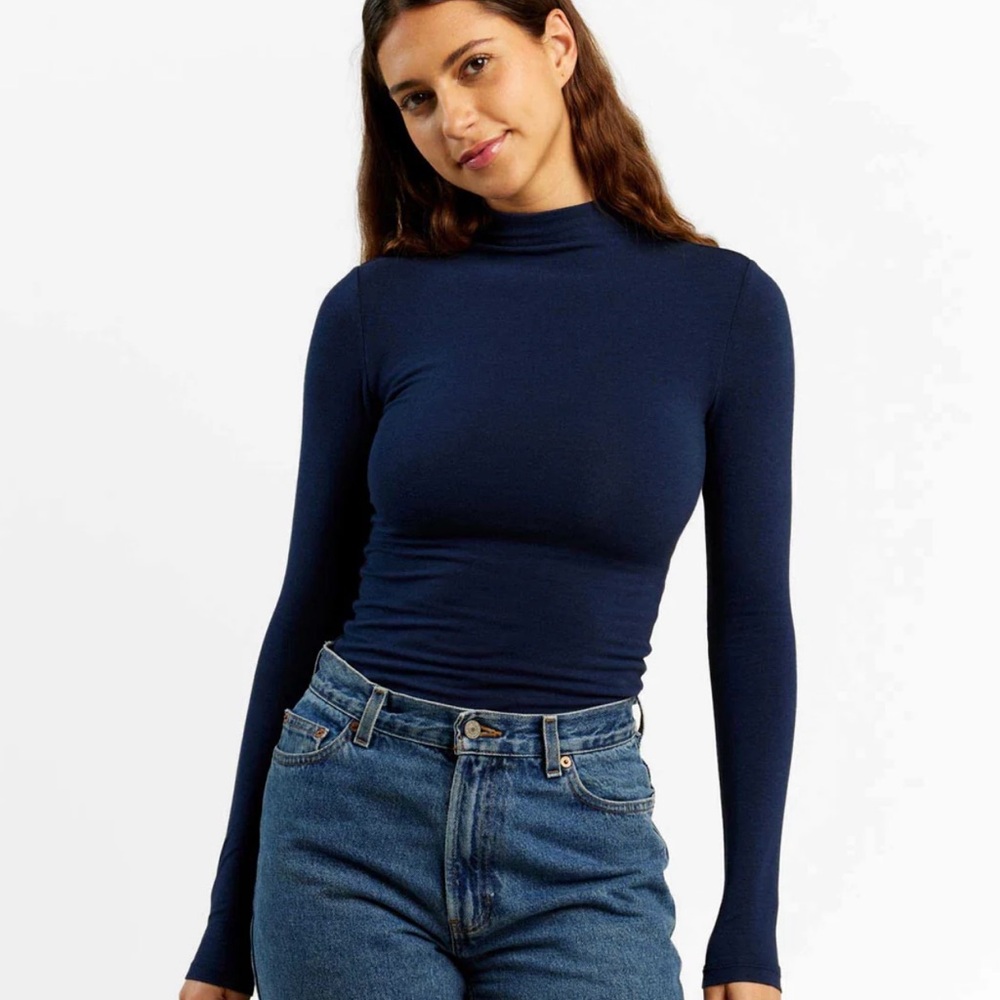 Nuuds Long Sleeve Cotton Stretch Mockneck Shirt Sz XL (Sold out on Nuuds site)